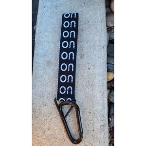 On Running Black White Logo Lanyard Keychain Carabiner Clip Athletic Accessory
